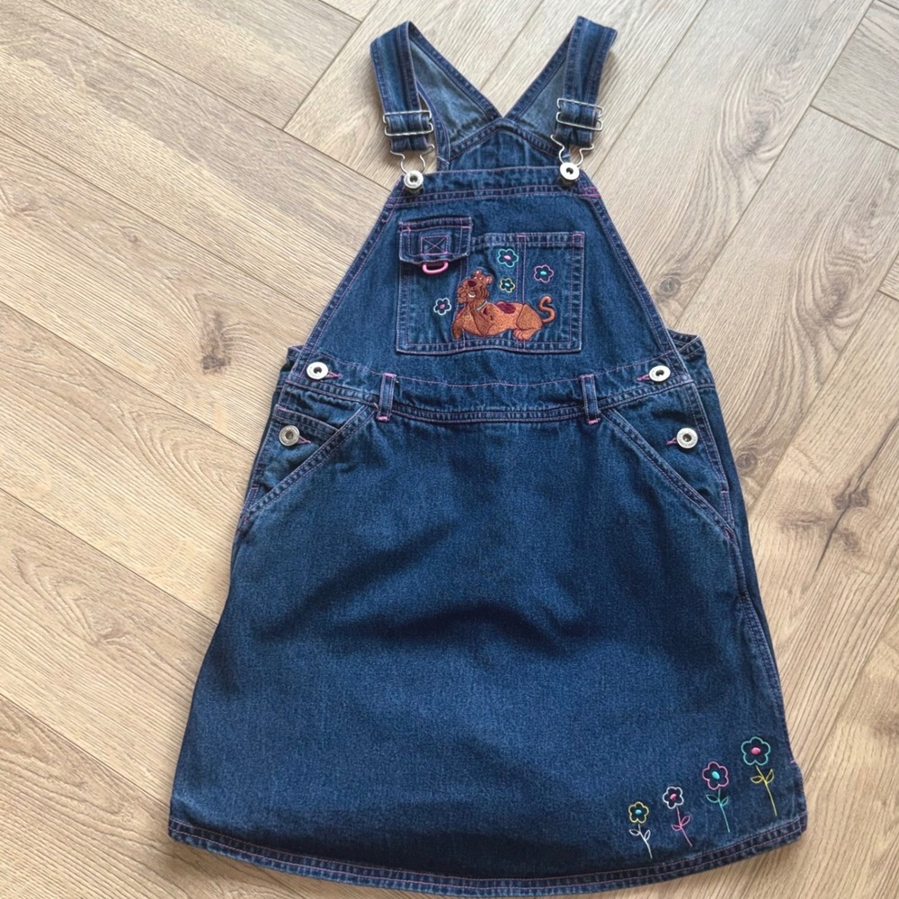 Scooby-Doo Denim Overall Dress Jean Shortall Skort Kids 7/8M Cartoon Network Y2K